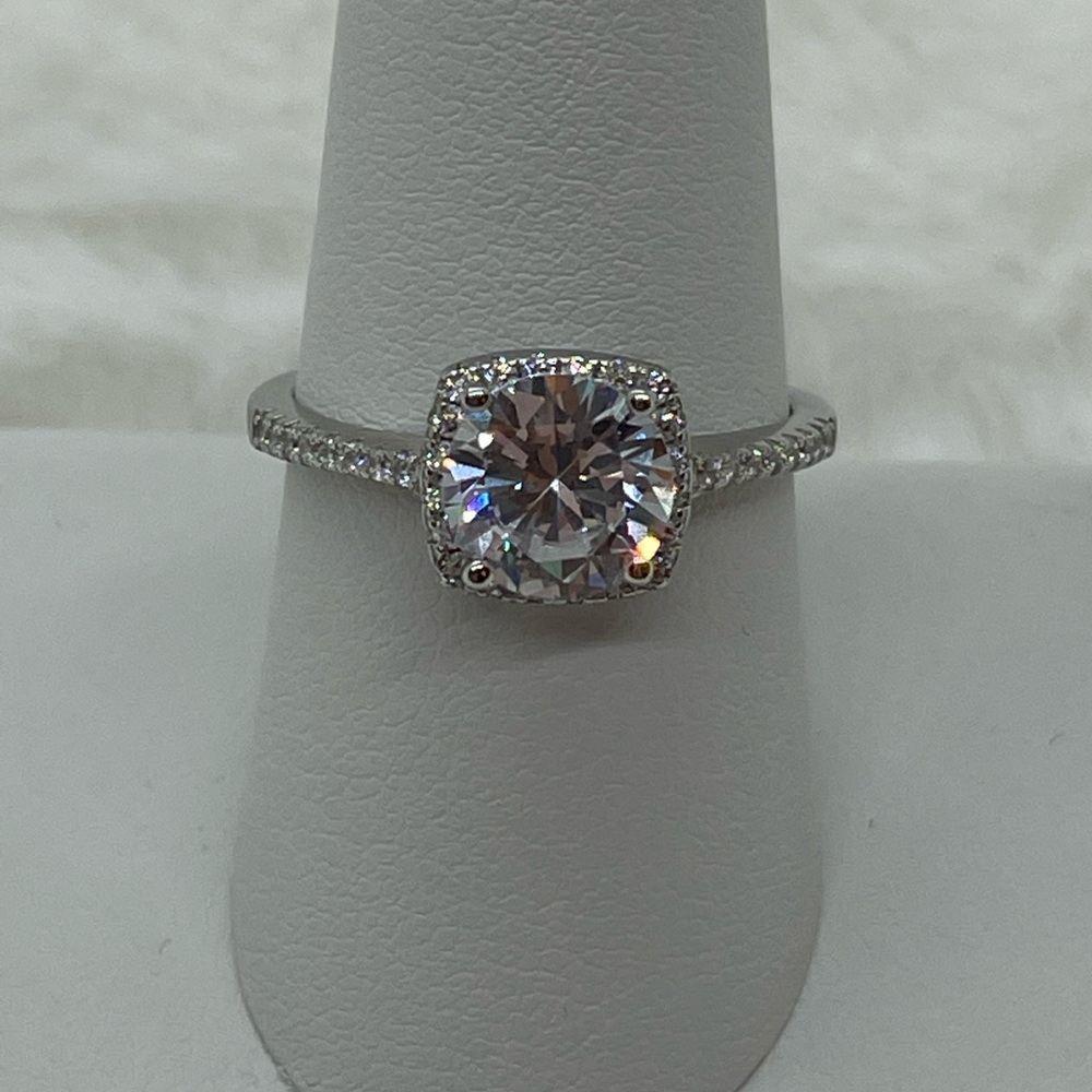 925 Sterling Silver Cubic Zirconia Engagement Ring NWOT